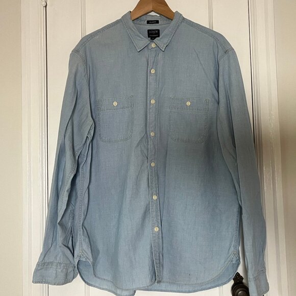 JCrew Classic Fit Organic Cotton Chambray Workshirt Size XL - Picture 2 of 5